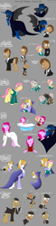 Size: 1280x5152 | Tagged: safe, artist:stuflox, imported from derpibooru, doctor whooves, fluttershy, igneous rock pie, nightmare moon, pinkie pie, prince blueblood, time turner, pony, dance of the vampires, male, stallion