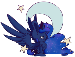 Size: 10616x7976 | Tagged: safe, artist:cutepencilcase, imported from derpibooru, princess luna, absurd resolution, chest fluff, female, fluffy, moon, solo, stars