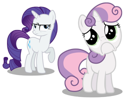 Size: 4120x3260 | Tagged: safe, artist:likemike213, imported from derpibooru, rarity, sweetie belle, sleepless in ponyville, :c, absurd resolution, frown, sad, simple background, sweetie frown, transparent background, vector