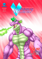 Size: 1200x1697 | Tagged: safe, artist:pia-sama, imported from derpibooru, spike, anthro, comic:rogue diamond, beefspike, comic, cover art, fire, male, older, older spike, solo