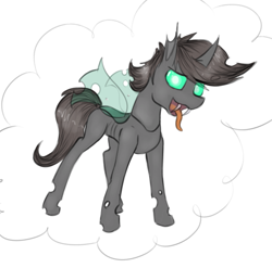 Size: 1041x1029 | Tagged: safe, artist:marsminer, imported from derpibooru, oc, oc only, oc:keith, changeling, green changeling, solo, species swap, tongue out
