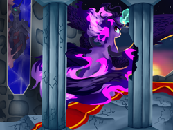 Size: 2000x1500 | Tagged: safe, artist:iloontjexrootser, imported from derpibooru, twilight sparkle, alicorn, pony, equestria girls, corrupted, equestria girls ponified, female, mare, midnight sparkle, ponified, twilight sparkle (alicorn), tyrant sparkle