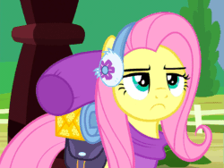 Size: 675x508 | Tagged: safe, imported from derpibooru, screencap, fluttershy, pony, dungeons and discords, animated, eyebrows, female, fluttershy is not amused, gif, raised eyebrow, solo