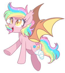 Size: 1900x2129 | Tagged: safe, artist:hawthornss, derpibooru exclusive, imported from derpibooru, oc, oc only, oc:paper stars, bat pony, pony, amputee, bandage, cute little fangs, fangs, flying, simple background, solo, transparent background, underhoof