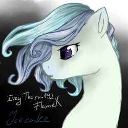 Size: 600x600 | Tagged: safe, artist:ivey:thorn192flamex, imported from derpibooru, oc, oc only, oc:icecake, pony, baker, blue, cute, female, indifferent, mare, mother, purple eyes, solo, thinking, white