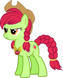 Size: 2315x2847 | Tagged: safe, artist:imperfectxiii, imported from derpibooru, oc, oc only, oc:red splendor, earth pony, pony, alternate universe, applejack's mom, braid, braided tail, cowboy hat, element of generosity, element of honesty, elements of harmony, female, hat, mare, mothers of harmony, narrowed eyes, simple background, solo, stetson, transparent background, vector