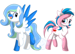 Size: 1238x890 | Tagged: safe, imported from derpibooru, oc, oc only, earth pony, pegasus, pony, blue, female, gummysky, mare, pink, white