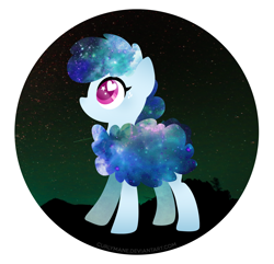 Size: 2244x2166 | Tagged: safe, artist:va1ly, imported from derpibooru, oc, oc only, oc:curly mane, freckles, heart eyes, night, solo, stars, wingding eyes