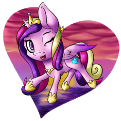 Size: 1796x1800 | Tagged: safe, artist:itresad, imported from derpibooru, princess cadance, chibi, cute, cutedance, female, heart, one eye closed, open mouth, simple background, solo, transparent background, wink