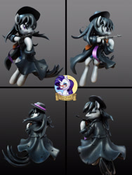 Size: 2000x2666 | Tagged: safe, artist:ncmares, artist:shuxer59, imported from derpibooru, octavia melody, rarity, pony, bipedal, clothes, coat, female, gun, hat, mafia, mafia octavia, sculpture, solo, tommy gun, traditional art, weapon