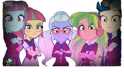 Size: 1024x600 | Tagged: safe, artist:03082005, imported from derpibooru, indigo zap, lemon zest, sour sweet, sugarcoat, sunny flare, equestria girls, discovery family logo, shadow five, unleash the magic