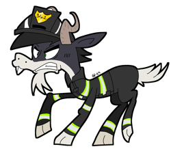 Size: 1024x891 | Tagged: safe, artist:dizzee-toaster, imported from derpibooru, oc, oc only, oc:diogenes, goat, firefighter, helmet, solo