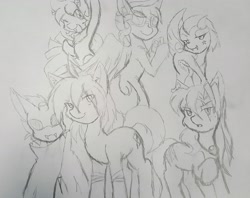 Size: 3356x2660 | Tagged: safe, artist:larrykitty, artist:php156, imported from derpibooru, oc, oc only, oc:gray song, oc:himmel, oc:live wire, oc:shin, oc:star the dragoness, oc:steel soul, changeling, dragon, 1 girl, 5 guys, sketch