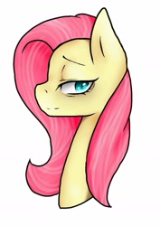 Size: 1000x1414 | Tagged: safe, artist:crystalsketch342, imported from derpibooru, fluttershy, pegasus, pony, bust, female, mare, portrait, simple background, solo, white background