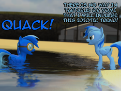 Size: 1024x768 | Tagged: safe, artist:duckponies, imported from derpibooru, oc, oc only, oc:cloud ace, oc:wing ace, duck pony, 3d, comic, gmod, quack, water