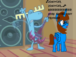 Size: 800x600 | Tagged: safe, imported from derpibooru, oc, oc only, oc:sandra garcia, alicorn, pony, alicorn oc, fast, guitar, happy tree friends, in a jam (happy tree friends episode), lumpy, sandpy, tongue twister, torture, wat, worried