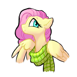 Size: 1024x1024 | Tagged: safe, artist:azure-art-wave, imported from derpibooru, fluttershy, bust, clothes, female, portrait, scarf, simple background, solo, transparent background