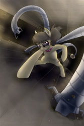 Size: 1024x1536 | Tagged: safe, artist:tzelly-el, imported from derpibooru, octavia melody, earth pony, pony, crossover, doctor octavia, doctor octopus, female, marvel, solo, sonata du octave, spider-man, wall climbing