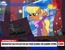 Size: 900x695 | Tagged: safe, artist:pixelkitties, imported from derpibooru, gummy, ms. harshwhinny, bagpipes o'toole, bernie sanders, cable news network, cnn, molotov cocktail, ms. harshwhinny's election campaign, politics, protesters, unamused, votehorse