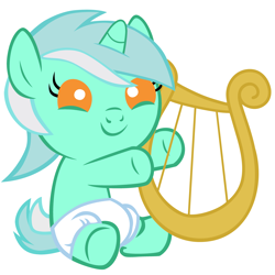 Size: 4000x4000 | Tagged: safe, artist:beavernator, imported from derpibooru, lyra heartstrings, pony, unicorn, baby, baby pony, cute, diaper, female, filly lyra, lyrabetes, lyre, solo