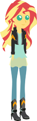 Size: 670x2136 | Tagged: safe, artist:kingdark0001, imported from derpibooru, sunset shimmer, equestria girls, clothes, cute, female, high heel boots, leather jacket, pants, pointy people, simple background, smiling, solo, transparent background