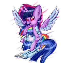 Size: 1000x1000 | Tagged: safe, artist:rena-mlp-999, imported from derpibooru, rainbow dash, twilight sparkle, alicorn, pony, duo, female, lesbian, mare, shipping, twidash, twilight sparkle (alicorn)