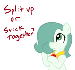 Size: 1500x1406 | Tagged: safe, artist:ficficponyfic, edit, imported from derpibooru, oc, oc only, oc:emerald jewel, earth pony, pony, colt quest, amulet, child, color, colored, colt, cyoa, femboy, foal, hair over one eye, male, simple background, solo, story included, thinking, vector, white background