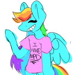 Size: 728x734 | Tagged: safe, artist:evilnurses, imported from derpibooru, rainbow dash, pony, bipedal, clothes, narcissism, shirt, simple background