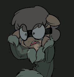 Size: 458x479 | Tagged: safe, artist:whydomenhavenipples, imported from derpibooru, oc, oc only, oc:gingersnap, oc:terra, earth pony, pony, unicorn, northern excursion, animated, clothes, coat, colored, crying, dark, female, mental breakdown