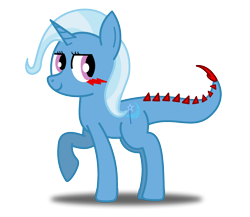 Size: 1614x1400 | Tagged: safe, artist:bladedragoon7575, imported from derpibooru, trixie, monster pony, original species, tatzlpony, female, newbie artist training grounds, raised hoof, solo, species swap, tatzlxie
