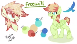 Size: 2500x1434 | Tagged: safe, artist:yugtra, imported from derpibooru, oc, oc only, oc:freewill, pegasus, pony, female, mare, reference sheet, solo