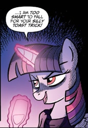 Size: 476x691 | Tagged: safe, artist:tonyfleecs, idw, imported from derpibooru, twilight sparkle, twilight sparkle (alicorn), alicorn, pony, ponies of dark water, spoiler:comic, spoiler:comic45, cropped, female, mare, speech bubble, tyrant sparkle