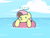 Size: 1800x1350 | Tagged: safe, artist:flutterluv, imported from derpibooru, fluttershy, ..., dot eyes, female, floating, inner tube, newbie artist training grounds, o3o, solo, water