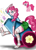 Size: 1100x1511 | Tagged: safe, artist:leonardofrei, imported from derpibooru, pinkie pie, anthro, clothes, female, midriff, party cannon, short shirt, socks, solo, striped socks