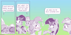 Size: 4000x2000 | Tagged: safe, artist:dilarus, deleted from derpibooru, imported from derpibooru, pinkie pie, rainbow dash, twilight sparkle, pony, meet-the-pones, swarm of the century, comic, reality ensues