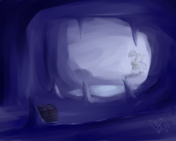 Size: 750x600 | Tagged: safe, artist:malwinters, imported from derpibooru, daring do, cave, female, newbie artist training grounds, solo, treasure chest
