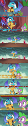 Size: 1280x5760 | Tagged: safe, derpibooru exclusive, edit, imported from derpibooru, garble, princess ember, spike, dragon, absurd resolution, armor, bloodstone scepter, comic, dragon lord ember, implied garble, implied oc, screencap comic, text, text edit