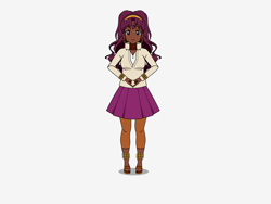 Size: 800x600 | Tagged: safe, artist:icey-wicey-1517 kisekae, artist:icicle-wicicle-1517 kisekae, imported from derpibooru, saffron masala, human, ankle bracelet, anklet, bracelet, clothes, dark skin, ear piercing, earring, feet, female, humanized, jewelry, kisekae, pants, piercing, pleated skirt, sandals, simple background, skirt, solo, white background