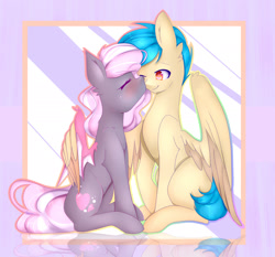 Size: 1894x1768 | Tagged: safe, artist:clefficia, imported from derpibooru, oc, oc only, pony, duo, kissing, oc x oc, shipping