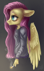 Size: 900x1440 | Tagged: safe, artist:kukseleg, imported from derpibooru, fluttershy, anthro, female, smoking, solo