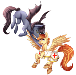 Size: 2820x2800 | Tagged: safe, artist:meewin, imported from derpibooru, oc, oc only, bat pony, pegasus, pony, clothes