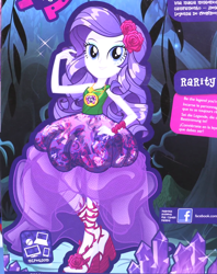 Size: 1188x1500 | Tagged: safe, imported from derpibooru, rarity, equestria girls, legend of everfree, box art, clothes, crystal gala, crystal gala dress, female, high heels, platform shoes, promotional art, solo