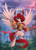 Size: 1792x2500 | Tagged: safe, artist:yakovlev-vad, imported from derpibooru, oc, oc only, pegasus, pony, airship, armor, bridge, commission, ear feathers, flying, forest, looking at you, magic, magic circle, oc name needed, runes, scenery, signature, slim, solo, spear, spread wings, weapon