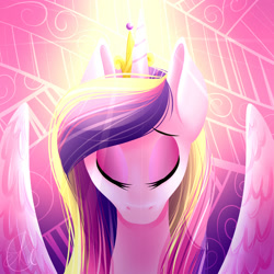 Size: 2000x2000 | Tagged: safe, artist:kary-draws, imported from derpibooru, princess cadance, alicorn, pony, eyes closed, female, solo