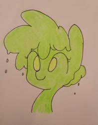 Size: 995x1262 | Tagged: safe, artist:tjpones, imported from derpibooru, oc, oc only, oc:goobie, goo, goo pony, original species, pony, bust, dripping, portrait, solo, traditional art