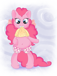 Size: 1549x2074 | Tagged: safe, artist:adequality, artist:petea-copine, imported from derpibooru, pinkie pie, belly button, clothes, fat, female, pudgy pie, solo, touch, underwear