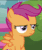 Size: 407x480 | Tagged: safe, imported from derpibooru, screencap, scootaloo, pony, the fault in our cutie marks, female, gif, non-animated gif, reaction image, scootaloo is not amused, solo, unamused