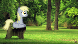 Size: 1920x1080 | Tagged: safe, artist:harpycross, imported from derpibooru, derpy hooves, pegasus, pony, bench, female, irl, mare, park, photo, ponies in real life, solo, vector