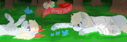 Size: 1500x500 | Tagged: safe, artist:php102, imported from derpibooru, oc, oc only, oc:brave, oc:ruban, pony, commission, le poney blanc, leponeyblanc, meta, my little pony, original character do not steal, twitter
