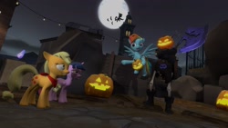 Size: 1920x1080 | Tagged: safe, artist:grido555, imported from derpibooru, applejack, rainbow dash, twilight sparkle, alicorn, pony, 3d, gmod, halloween, monster, the horseless headless horseman, twilight sparkle (alicorn)